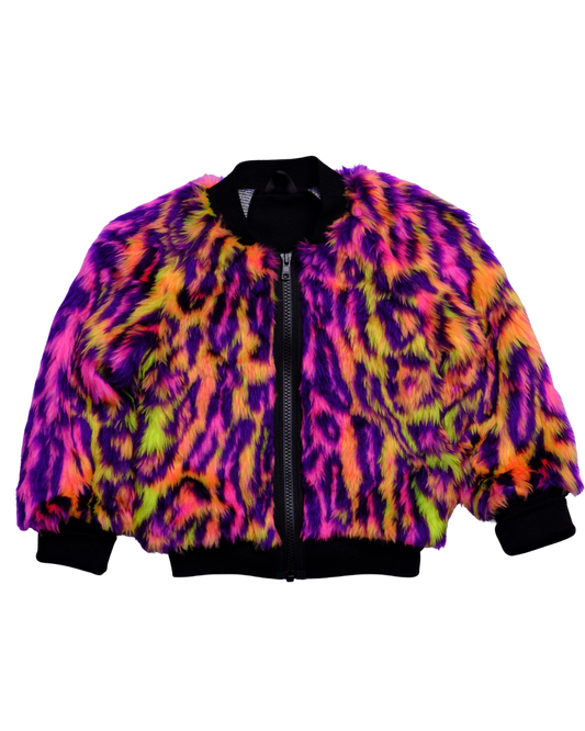 Jungle Boogie Bomber Jacket by Raising Ravers - Leopard Print, Ages 0-12