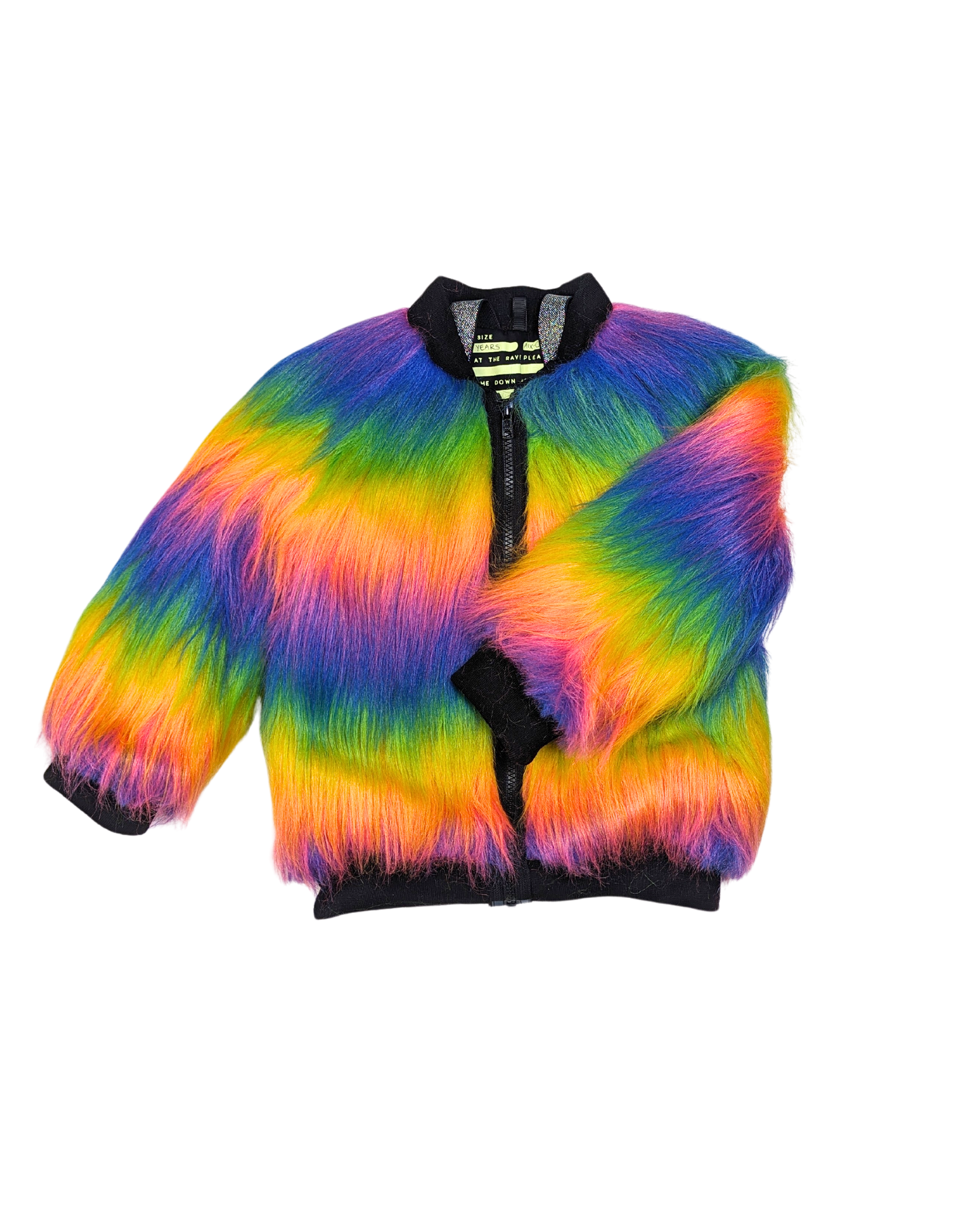 Rainbow Boogie Bomber Jacket by Raising Ravers - Long Fur, Ages 2-12