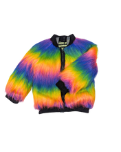 Load image into Gallery viewer, Ready To Ship - Rainbow Boogie - Long Fur Bomber Jacket