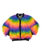 Load image into Gallery viewer, MADE TO ORDER - Rainbow Boogie - Long Fur Bomber Jacket