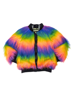 MADE TO ORDER - Rainbow Boogie - Long Fur Bomber Jacket