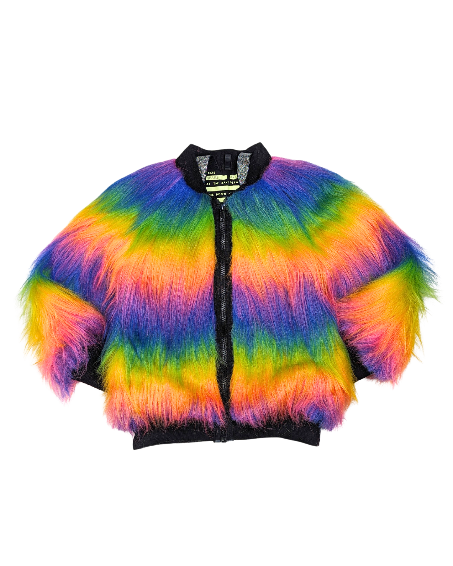 Rainbow Boogie Bomber Jacket by Raising Ravers - Long Fur, Ages 2-12