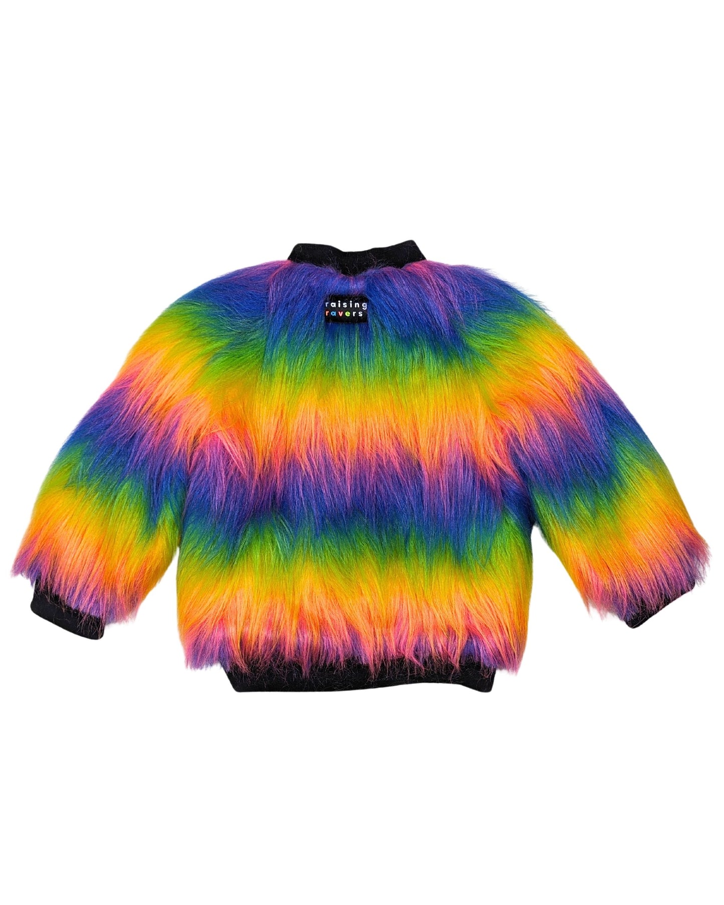Rainbow Boogie Bomber Jacket by Raising Ravers - Long Fur, Ages 2-12