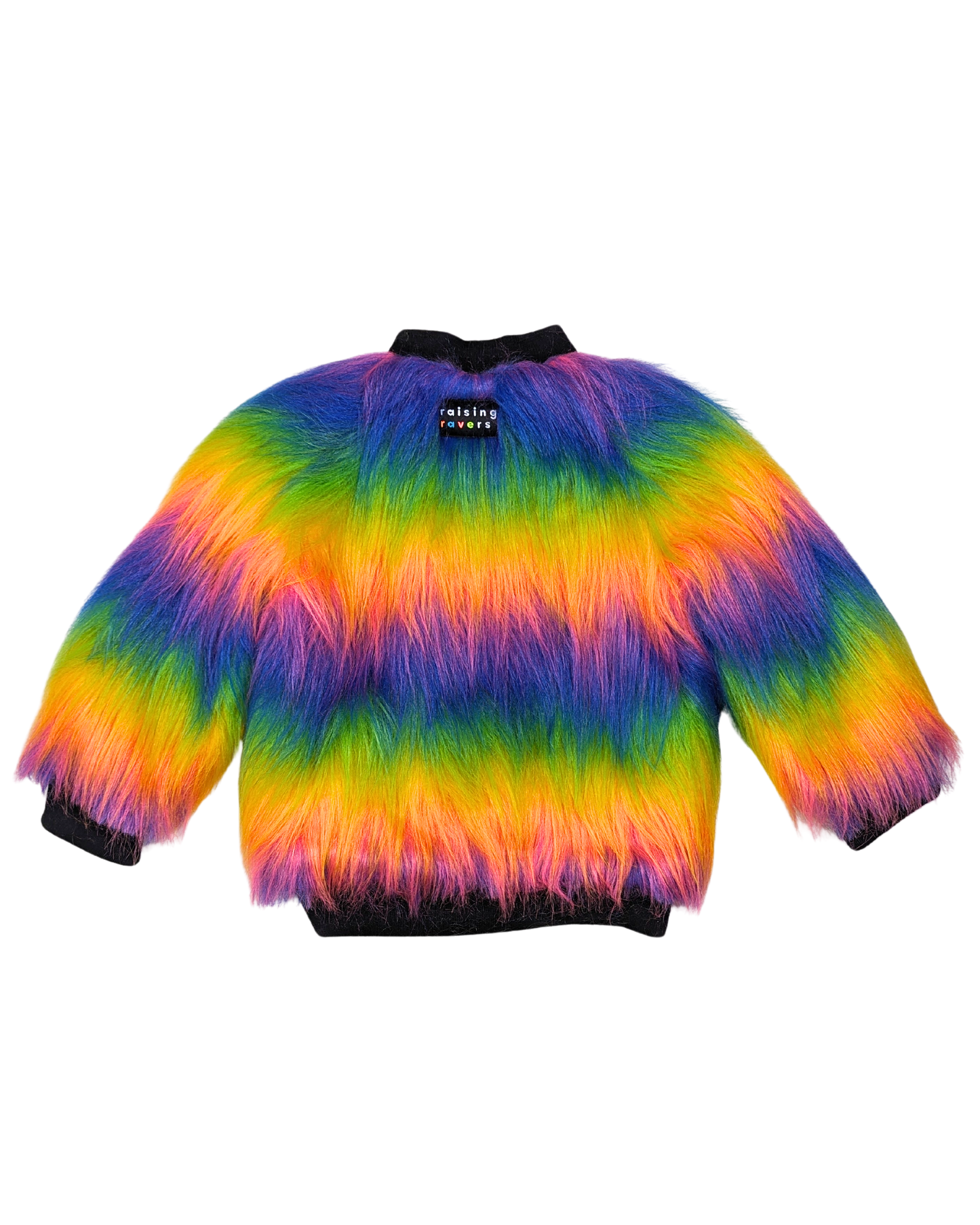 Rainbow Boogie Bomber Jacket by Raising Ravers - Long Fur, Ages 2-12