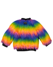 Load image into Gallery viewer, Ready To Ship - Rainbow Boogie - Long Fur Bomber Jacket
