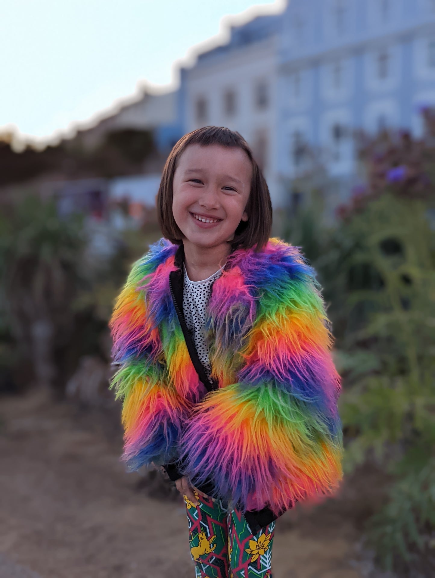 Rainbow Boogie Bomber Jacket by Raising Ravers - Long Fur, Ages 2-12